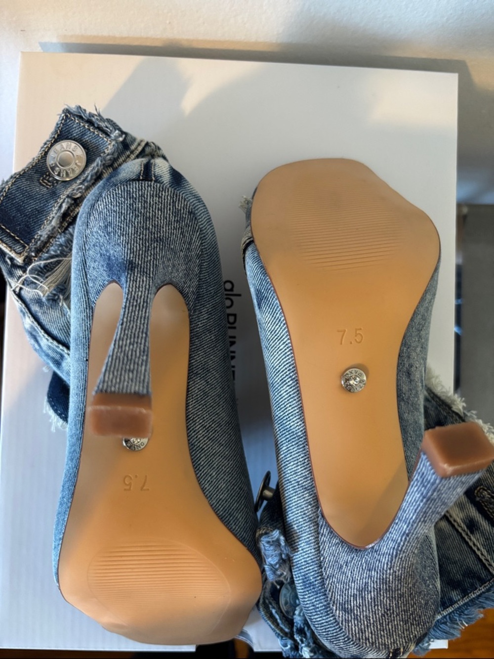 Azalea Wang Denim Distressed High Heel Booties - Blue - Picture 6 of 7